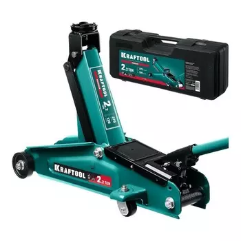 Домкрат подкатной гидравлический KRAFTOOL, увеличенный подъем/подхват 375/130 мм, 2.25 т