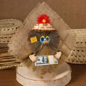 Домовенок на панно с деньгами, 25см