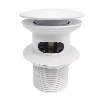 Донный клапан для раковины WasserKRAFT A153, Push-up, перелив, латунь, белый