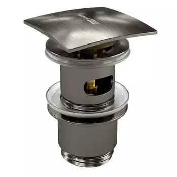 Донный клапан для раковины WasserKRAFT A167, Push-up, перелив, латунь, "оружейная сталь"