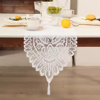 Дорожка «Доляна. Ажур», белая, 33137 см, 100% п/э