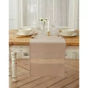Дорожка "Этель" 130х35 см, цв. кофейный с золотой нитью, 100% хлопок, 163 г/м2