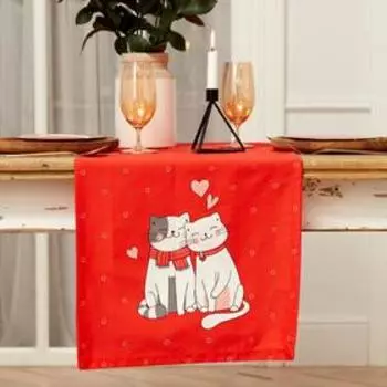 Дорожка "Этель" Cat's love 40*146 см, 100% хлопок, саржа 190 г/м2