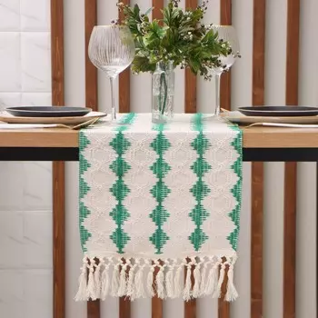 Дорожка на стол Этель бежевая/зелёная 32180 см, 50% хлопок 50% п/э