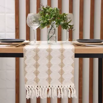 Дорожка на стол Этель сканди 32180 см, 50% хлопок 50% п/э, бежевая