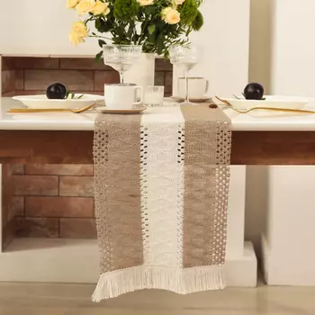 Дорожка «Этель. Сканди узор», коричневая, 32150 см, 50% хлопок, 50% лён