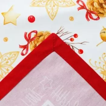 Дорожка на стол новогодняя Golden Christmas 40147 см, 100% хлопок, саржа 190г/м, белая/красная