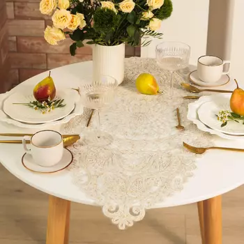 Дорожка на стол Этель ажурная, бежевая 4090 см, 100%п/э