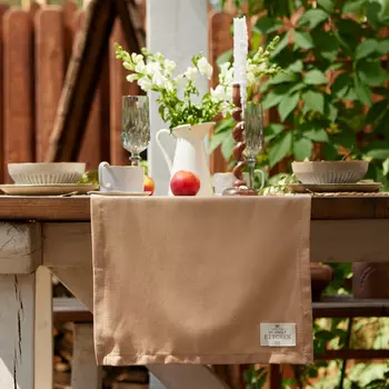 Дорожка на стол Этель ECO, бежевая, 40136 см, 70% хлопок, 30% лён, 190 г/м