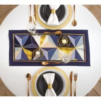 Дорожка на стол Этель «Геометрия» 3070 см, 100% хлопок, саржа 190 г/м, синяя