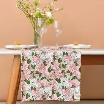 Дорожка на стол Этель «Попугай» 40149 см, 80% хлопок, 20% пэ, сатин 110 г/м, розовая