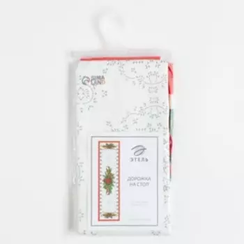 Дорожка на стол Этель «Рождественский бал» 40147 +/-3см, 100% хлопок, саржа 190 г/м, белая/красная