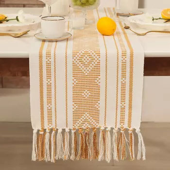 Дорожка на стол «Этель. Сканди», горчичная, 38150 см, 50% хлопок 50% лён