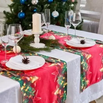 Дорожка на стол «Новогодние звёзды», размер 140x40 см