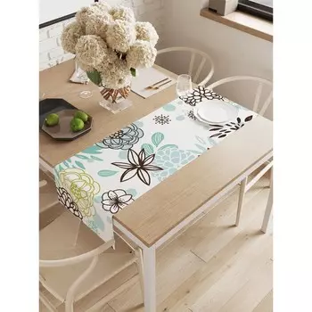 Дорожка на стол «Олени и цветы», оксфорд, размер 40х145 см