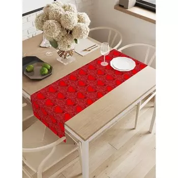 Дорожка на стол «Мозайка из сердец», оксфорд, размер 40х145 см