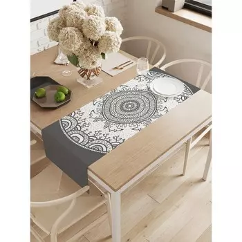 Дорожка на стол «Ажурные круги», оксфорд, размер 40х145 см