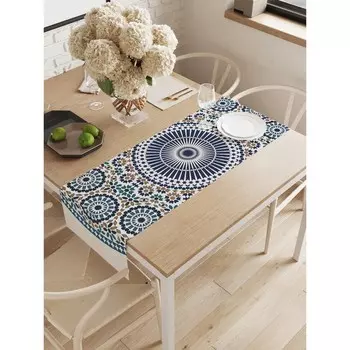 Дорожка на стол «Круговое цветение», оксфорд, размер 40х145 см