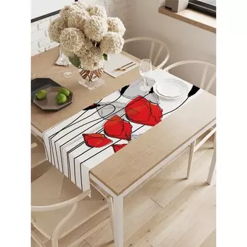 Дорожка на стол «Цветочный поцелуй», оксфорд, размер 40х145 см