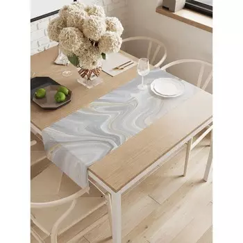 Дорожка на стол «Мраморные волны», оксфорд, размер 40х145 см