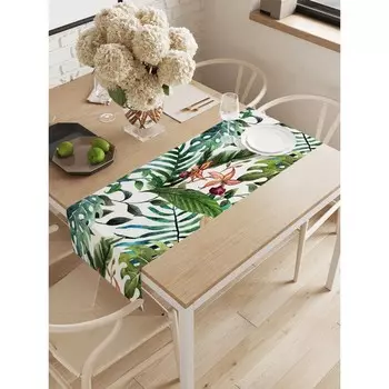 Дорожка на стол «Зеленый папортник», оксфорд, размер 40х145 см