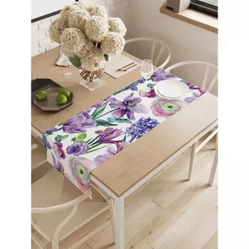 Дорожка на стол «Цветочный арт», оксфорд, размер 40х145 см