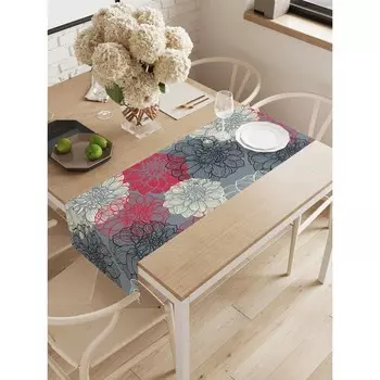 Дорожка на стол «Цветочные контуры», оксфорд, размер 40х145 см