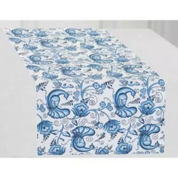 Дорожка столовая Bluebird, размер 40х140 см, цвет синий