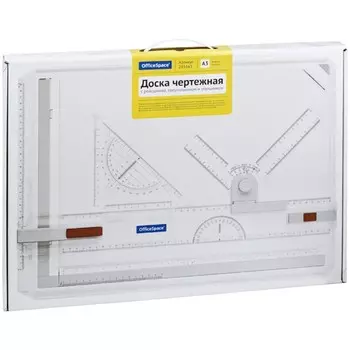 Доска чертежная А3 ArtSpace, рейсшина, треугольник, чертежный узел 281665