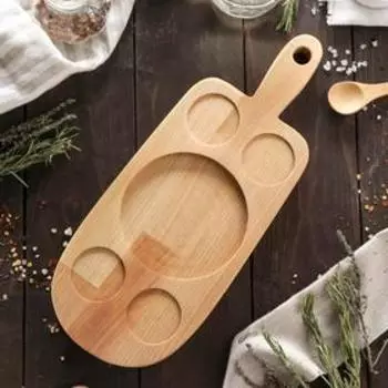 Доска для подачи сервировочная с ручкой, 33×13×1,8 см, 5 секций, берёза