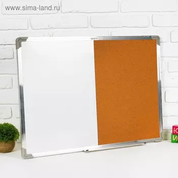 Доска магнитная односторонняя, 2 поверхности: под кнопки, маркер