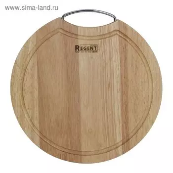 Доска разделочная Regent inox Bosco, круглая, с металлической ручкой, размер 24х1.5 см