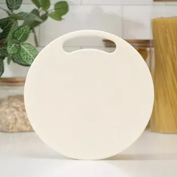 Доска разделочная, d=22,5 см, h=0,4 см, круглая, цвет слоновая кость