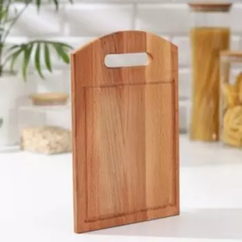 Доска разделочная Доляна, 28×19,5×1,2 см, с желобком, бук