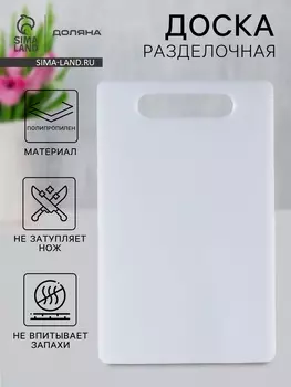 Доска разделочная Доляна «Бастерн», пластик PP, 40250.9 см, белая