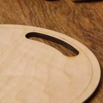 Доска разделочная и сервировочная двухсторонняя, круглая, ручка вырез, 20200.6 см