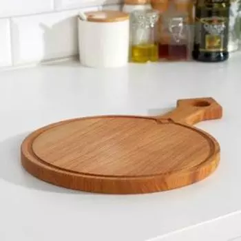 Доска разделочная и сервировочная из массива дуба "Круг", 35х22,5х1,5 см, коричневый