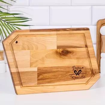 Доска разделочная и сервировочная «Ромб» большая с желобом 38х22х1,8 см