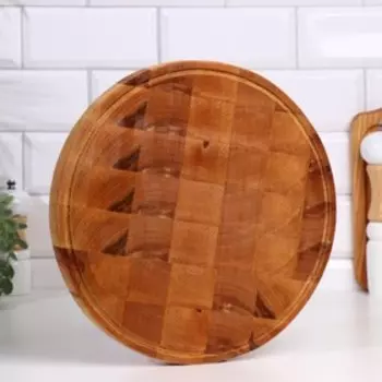 Доска разделочная и сервировочная ТОРЦЕВАЯ круглая, береза D=30 см, толщина 2,5 см