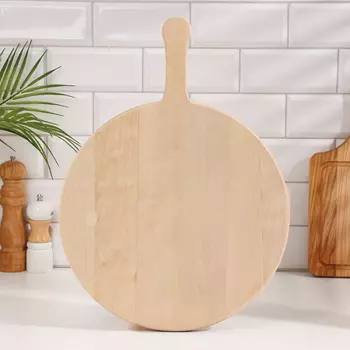 Доска разделочная деревянная с ручкой, 342 см, круглая