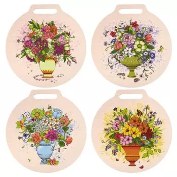 Доска разделочная Мультидом «Цветочный флёр», берёза, d=26 см, цвет МИКС