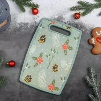 Доска разделочная пластиковая Доляна «Шишки», 30×20 см, цвет зелёный