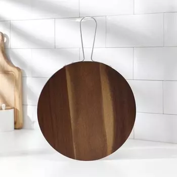 Доска разделочная с металлической ручкой, круглая, 35,8251,6 см, тропическая акация