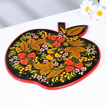 Доска разделочная «Яблоко», 22×27 см, хохлома