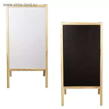 Доска-штендер магнитно-маркерная/меловая STAFF, 54 х 109 см, черн/бел, в деревянной рамке, на ножках