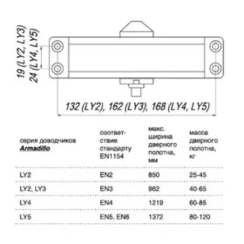 Доводчик дверной Armadillo LY3, морозостойкий, до 65 кг, коричневый