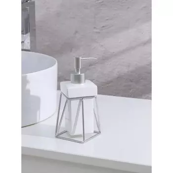 Дозатор для мыла SAVANNA «Геометрика», 250 мл, на подставке, белый