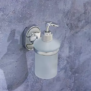 Дозатор для жидкого мыла с держателем Штольц Stlz «Нео», 150 мл, стекло, матовый