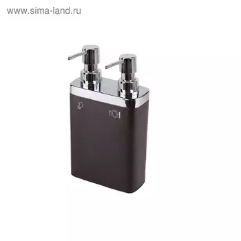 Дозатор двойной Viva, 0,3 л, 0,6 л, 12,5 х 6 х 22 см, цвет коричневый