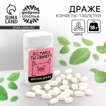 Конфеты драже в банке «Ты свинера», мята, 18 г